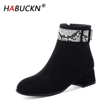 HABUCKN Winter 2020 high quality thick bottom fashion wild British ladies short boots warm round head zipper high heel boots 
HABUCKN Winter 2020 high quality thick bottom fashion wild British ladies short boots warm round head zipper high heel boots