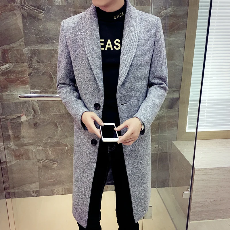 Long Woolen Coat Men's Slim Fashion Solid Color Casual Woolen Jacket Man Streetwear England Style Woolen Coat Male Overcoat
Long Woolen Coat Men's Slim Fashion Solid Color Casual Woolen Jacket Man Streetwear England Style Woolen Coat Male Overcoat