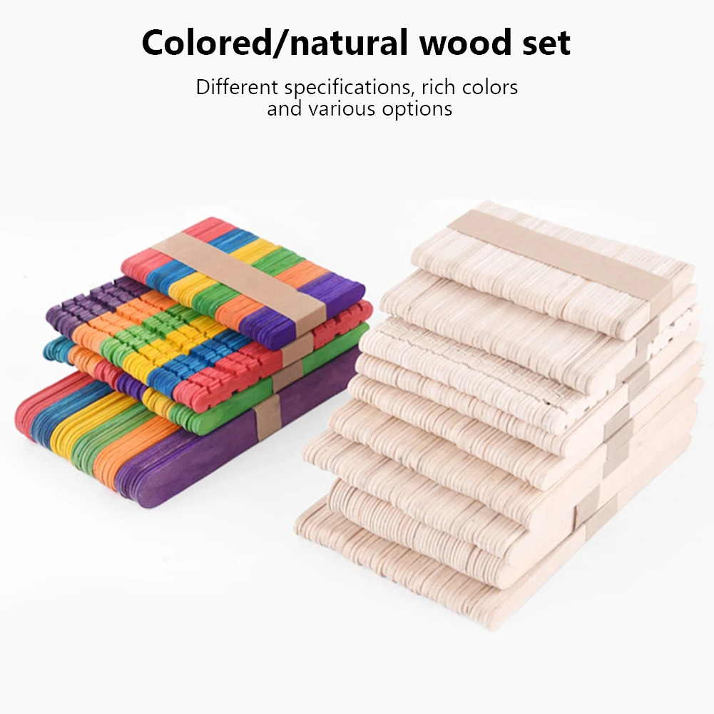 Generic Popsicle Sticks 50Pcs Wooden Craft Ice Cream Stick Ice Lolly