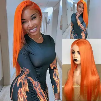 Preplucked Hairline Silky Straight Orange Blonde Human Hair Wigs for Black Women Deep Parting Lace Front Virgin Human Hair Wigs 
Preplucked Hairline Silky Straight Orange Blonde Human Hair Wigs for Black Women Deep Parting Lace Front Virgin Human Hair Wigs