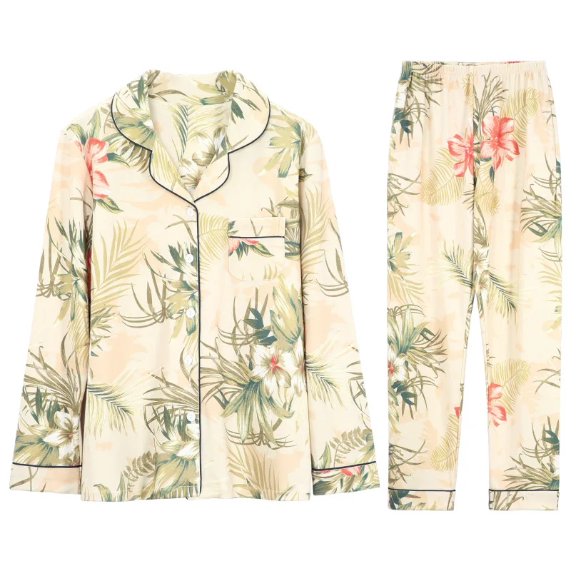 Spring and Autumn Cotton Long Sleeve Female Clothes for Autumn and Winter Cardigan Homewear Set Pijama Feminino Inverno 
Spring and Autumn Cotton Long Sleeve Female Clothes for Autumn and Winter Cardigan Homewear Set Pijama Feminino Inverno