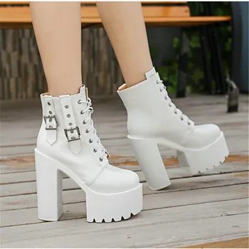 2019 Lace up Cross-tie Motorcycle Boots Buckle Strap High Heel Boots Women Ankle Platform Boots Women
2019 Lace up Cross-tie Motorcycle Boots Buckle Strap High Heel Boots Women Ankle Platform Boots Women