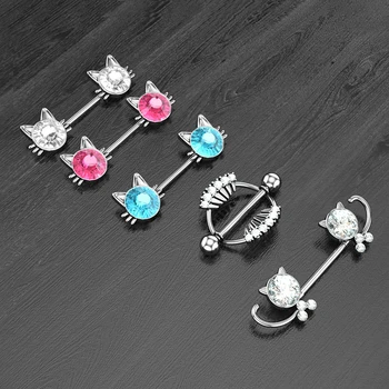 2Pc Surgical Steel Nipple Ring Nipple Piercing for Women Cute Cat Nipple Jewelry Piercing Ring 14G Crystal CZ Gem Sexy Piercings
2Pc Surgical Steel Nipple Ring Nipple Piercing for Women Cute Cat Nipple Jewelry Piercing Ring 14G Crystal CZ Gem Sexy Piercings