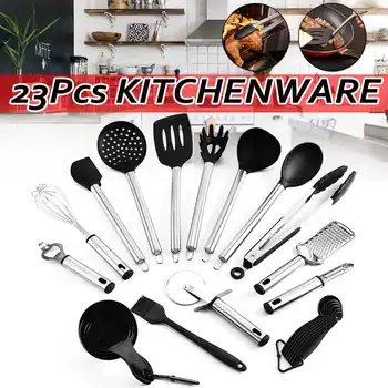 23PCS Stainless Steel Kitchen Tools Set Cooking Tools Utensils Set Spatula Shovel Soup Spoon Can Opener Kitchenware Cookware set 
23PCS Stainless Steel Kitchen Tools Set Cooking Tools Utensils Set Spatula Shovel Soup Spoon Can Opener Kitchenware Cookware set