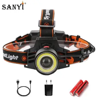 LED Headlamp XM-L T6+COB 7000lm 4 Modes Hunting Fishing Headlight USB Rechargeable Head Torch Zoomable 18650 Headlamps