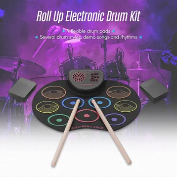 Electronic Digital USB 9 Pads Roll up Set Silicone Electric Drum Kit with Drumsticks and Sustain Pedal Percussion Instruments
Electronic Digital USB 9 Pads Roll up Set Silicone Electric Drum Kit with Drumsticks and Sustain Pedal Percussion Instruments