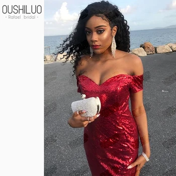 Shiny Red Mermaid Prom Dresses Off Shoulder Sweetheart Sparkly Party Gown With Ruffles Elegant Sequined Fishtail Dress
Shiny Red Mermaid Prom Dresses Off Shoulder Sweetheart Sparkly Party Gown With Ruffles Elegant Sequined Fishtail Dress