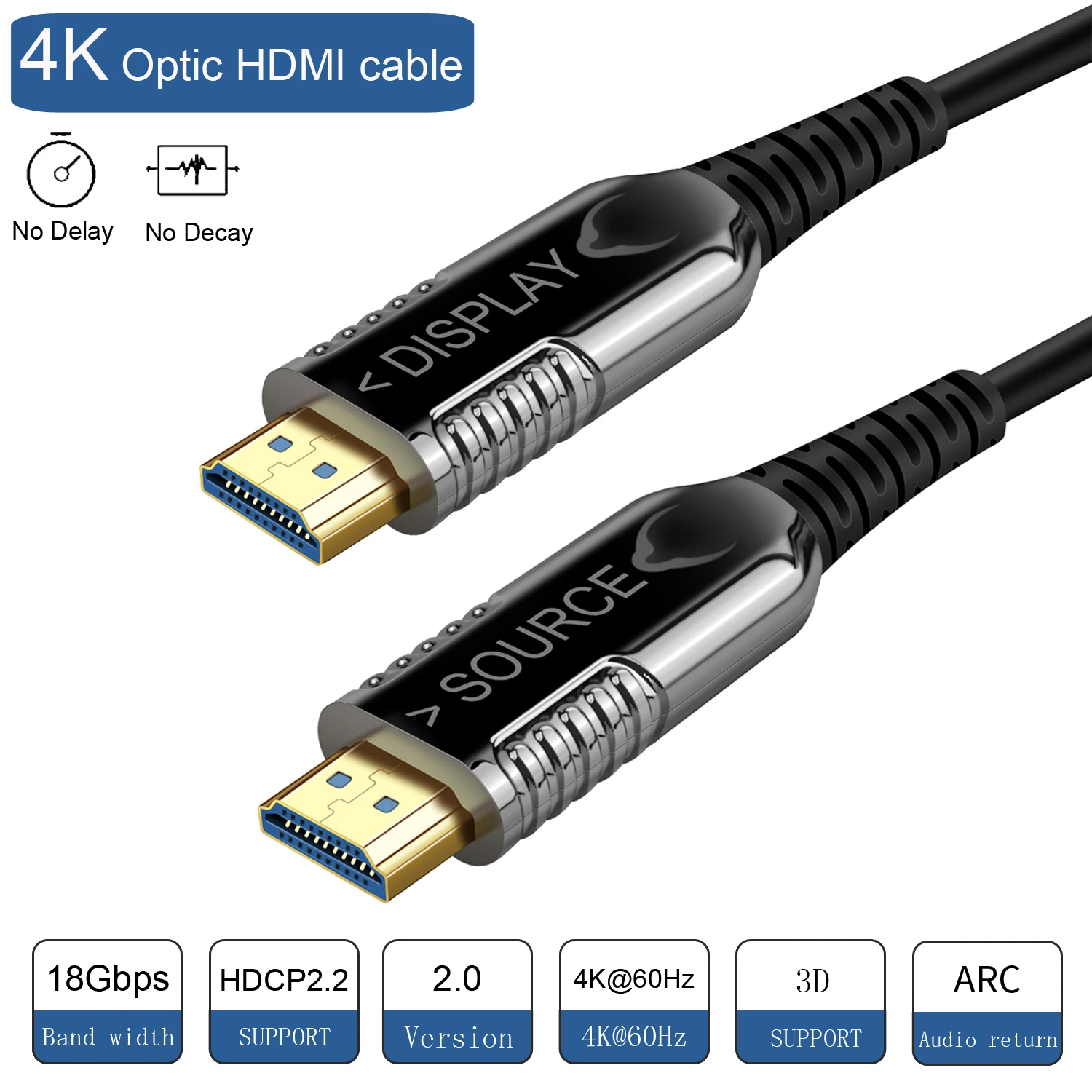 4K Optic HDMI Cable,18Gbs 60Hz 4:4:4 HDMI 2.0 Fiber Optical HDMI Cord Downward Compatible with 2K/1080P/1080I/720P/48P and 3D
4K Optic HDMI Cable,18Gbs 60Hz 4:4:4 HDMI 2.0 Fiber Optical HDMI Cord Downward Compatible with 2K/1080P/1080I/720P/48P and 3D