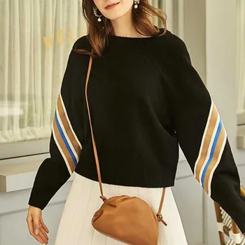 2019 Autumn and Winter New Contrast Color Sweater Women's Self-cultivation Temperament Retro Sweater
2019 Autumn and Winter New Contrast Color Sweater Women's Self-cultivation Temperament Retro Sweater