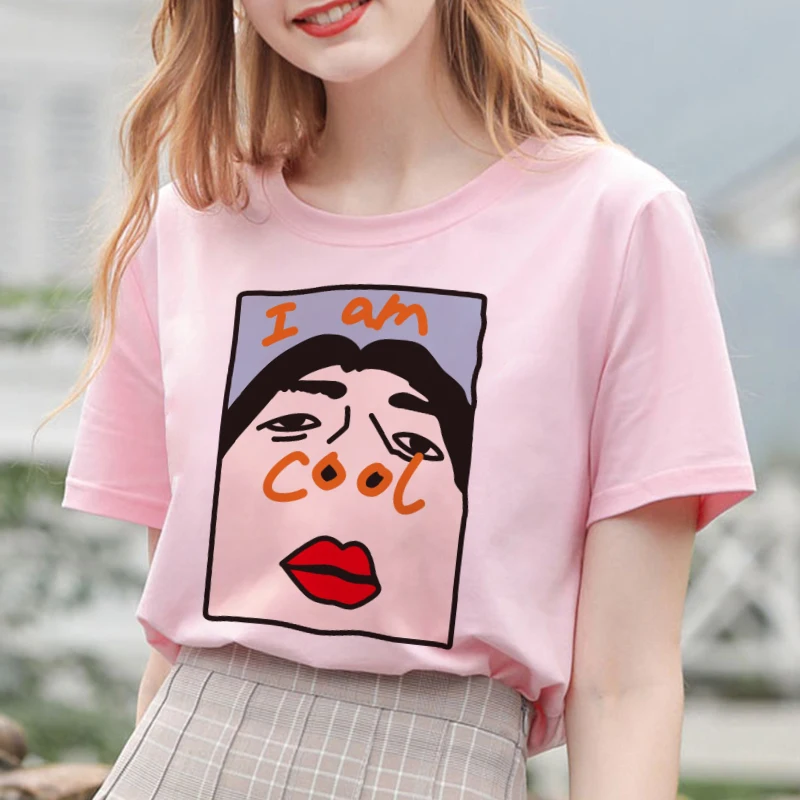 Новая женская одежда I Am Cool шрифт розовый Harajuku Забавный винтажный Vogue уличная