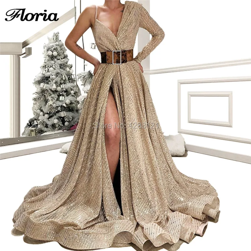 Bling Dubai Long Evening Dresses One Shoulder 2019 Couture Islamic Prom Dress With belt Split Side kaftans Arabic Party Gowns
Bling Dubai Long Evening Dresses One Shoulder 2019 Couture Islamic Prom Dress With belt Split Side kaftans Arabic Party Gowns