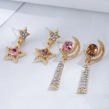 Punk Girl Fashion Earrings Moon Star Flash Diamond Crystal Long Asymmetrical Earrings Women's Clothing Sale Hypoallergenic
Punk Girl Fashion Earrings Moon Star Flash Diamond Crystal Long Asymmetrical Earrings Women's Clothing Sale Hypoallergenic