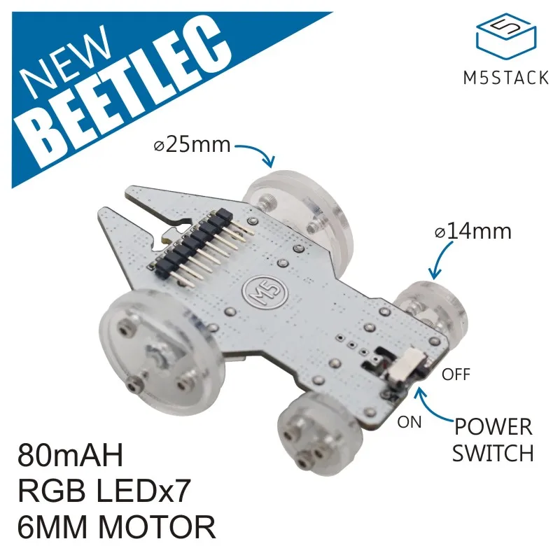 M5Stack Beetlec Robotic Car Dual-Driver and 7 RGB LEDs ESP32 Full-Function Small Robotic Car
M5Stack Beetlec Robotic Car Dual-Driver and 7 RGB LEDs ESP32 Full-Function Small Robotic Car