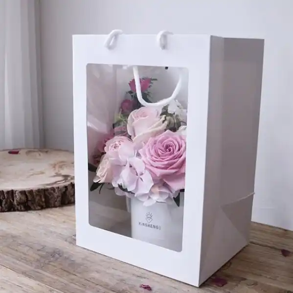 flower handbags transparent bouquet gift bag wedding festival