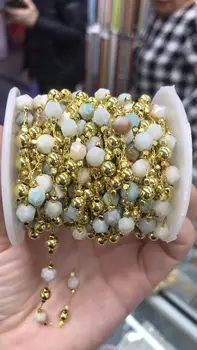 3M/packs Copper semiprecious stone jewelry making chain, green stone gold plated flat gems beads connector findings 
3M/packs Copper semiprecious stone jewelry making chain, green stone gold plated flat gems beads connector findings