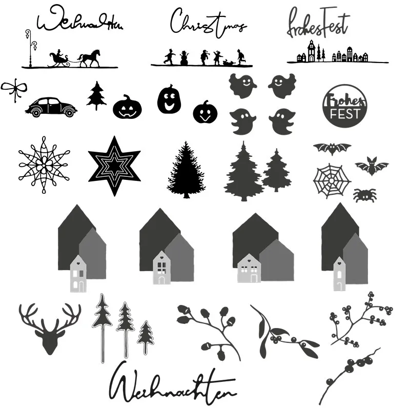 Halloween Christmas Reindeer Sled Metal Cutting Dies Scrapbooking Album Paper DIY Card decoration Craft Embossing Die Cuts
Halloween Christmas Reindeer Sled Metal Cutting Dies Scrapbooking Album Paper DIY Card decoration Craft Embossing Die Cuts