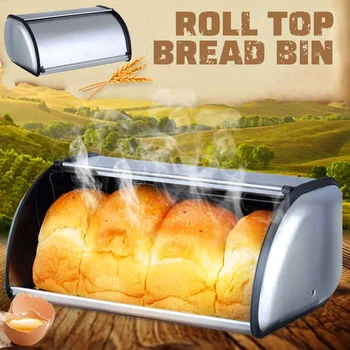 Stainless Steel Roll Top Bread Box Storage Bin Keeper Food Storage Container Kitchen Pastry Bread Baking Holder Kitchen Supplies
Stainless Steel Roll Top Bread Box Storage Bin Keeper Food Storage Container Kitchen Pastry Bread Baking Holder Kitchen Supplies