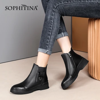 SOPHITINA Women's Boots Leisure Concise Comfortable Genuine Leather Ladies Ankle Boots Round Toe Zipper Flat Shoes Women SO630
SOPHITINA Women's Boots Leisure Concise Comfortable Genuine Leather Ladies Ankle Boots Round Toe Zipper Flat Shoes Women SO630
