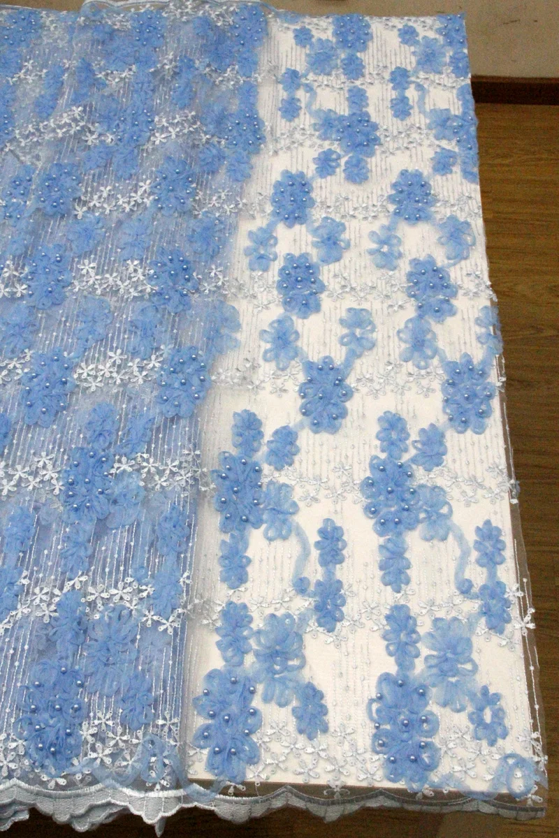 New Sky Blue 3D Tulle Flowers Lace Nigerian Wedding Lace Fabric Stage Cloth Curtain Cloth Multi-using Material
New Sky Blue 3D Tulle Flowers Lace Nigerian Wedding Lace Fabric Stage Cloth Curtain Cloth Multi-using Material