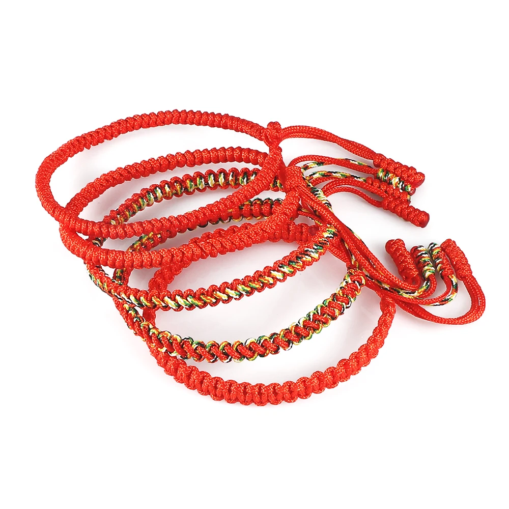 Lucky Charm браслеты из красной веревки для мужчин и женщин Регулируемый ручной узел