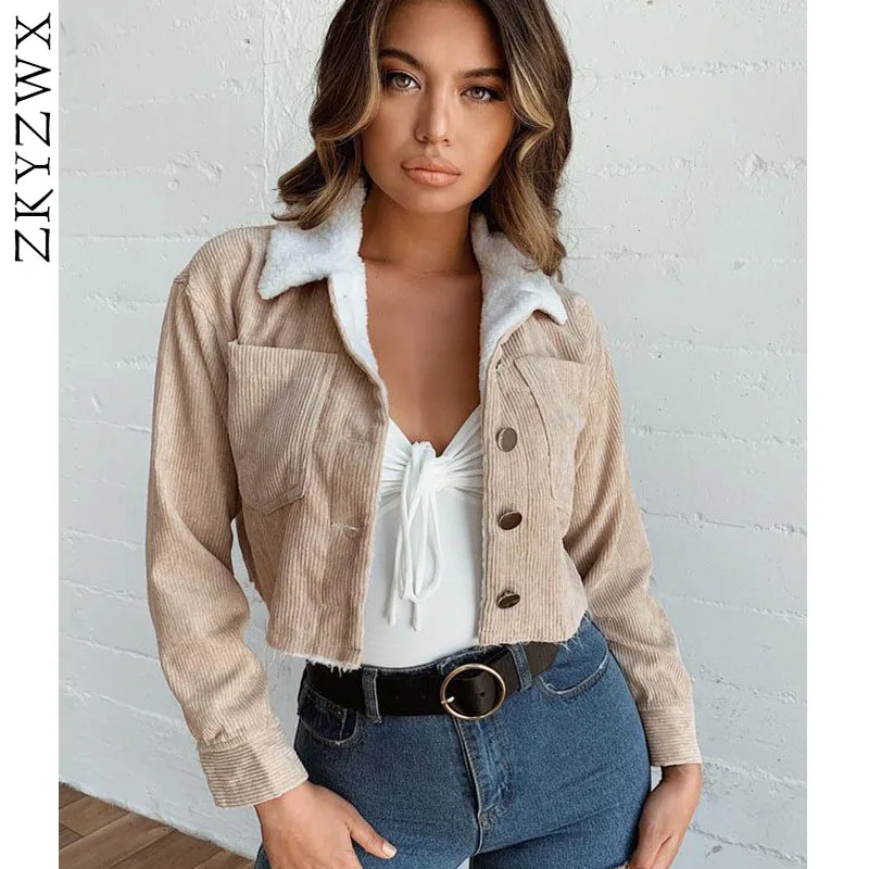 ZKYZWX Corduroy Coat Women Turn Down Collar Button Long Sleeve Tops 2019 Fall Winter Casual Vintage Slim Fit Lamb Wool Jackets
ZKYZWX Corduroy Coat Women Turn Down Collar Button Long Sleeve Tops 2019 Fall Winter Casual Vintage Slim Fit Lamb Wool Jackets