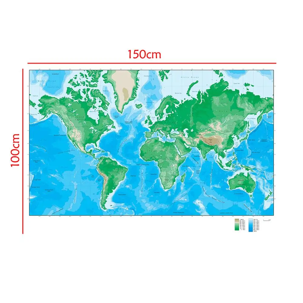 150x100cm World Elevation Map Foldable Non-woven Map For Geological Research
150x100cm World Elevation Map Foldable Non-woven Map For Geological Research