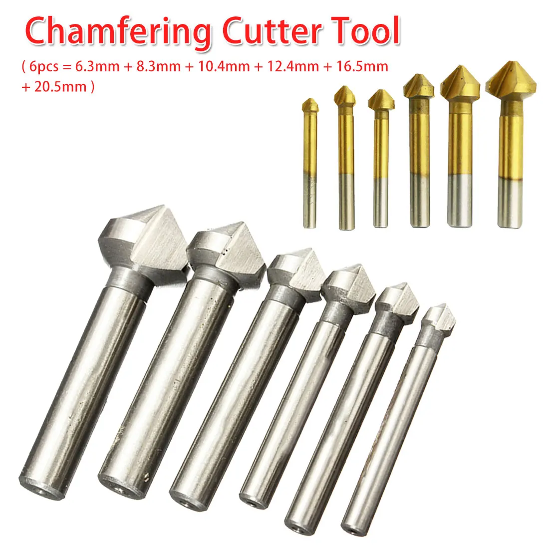 3 Flute 90 Degree 6pcs/1pcs Countersink Drill Bit Round Handle HSS Wood Steel Chamfer Cutter 6.3-20.5mm for Carbon Steel/ PVC
3 Flute 90 Degree 6pcs/1pcs Countersink Drill Bit Round Handle HSS Wood Steel Chamfer Cutter 6.3-20.5mm for Carbon Steel/ PVC