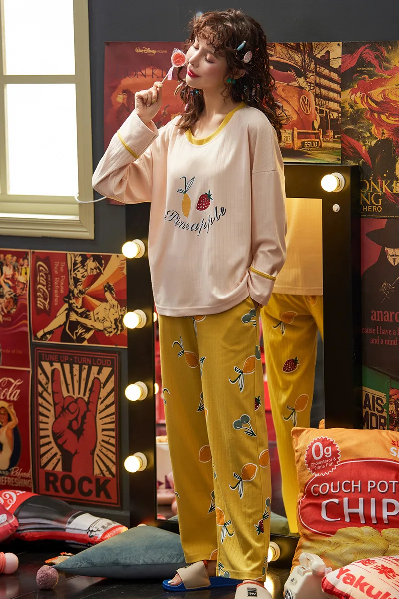 66t11 Pajamas Women's Spring And Autumn Long Sleeve Cotton-Outer Wear Students Korean-style Cute Homewear Set
66t11 Pajamas Women's Spring And Autumn Long Sleeve Cotton-Outer Wear Students Korean-style Cute Homewear Set
