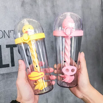 Cute Cartoon Animal Stirring Plastic Cup Student Couple Large Capacity Creative Straw Cup 
Cute Cartoon Animal Stirring Plastic Cup Student Couple Large Capacity Creative Straw Cup