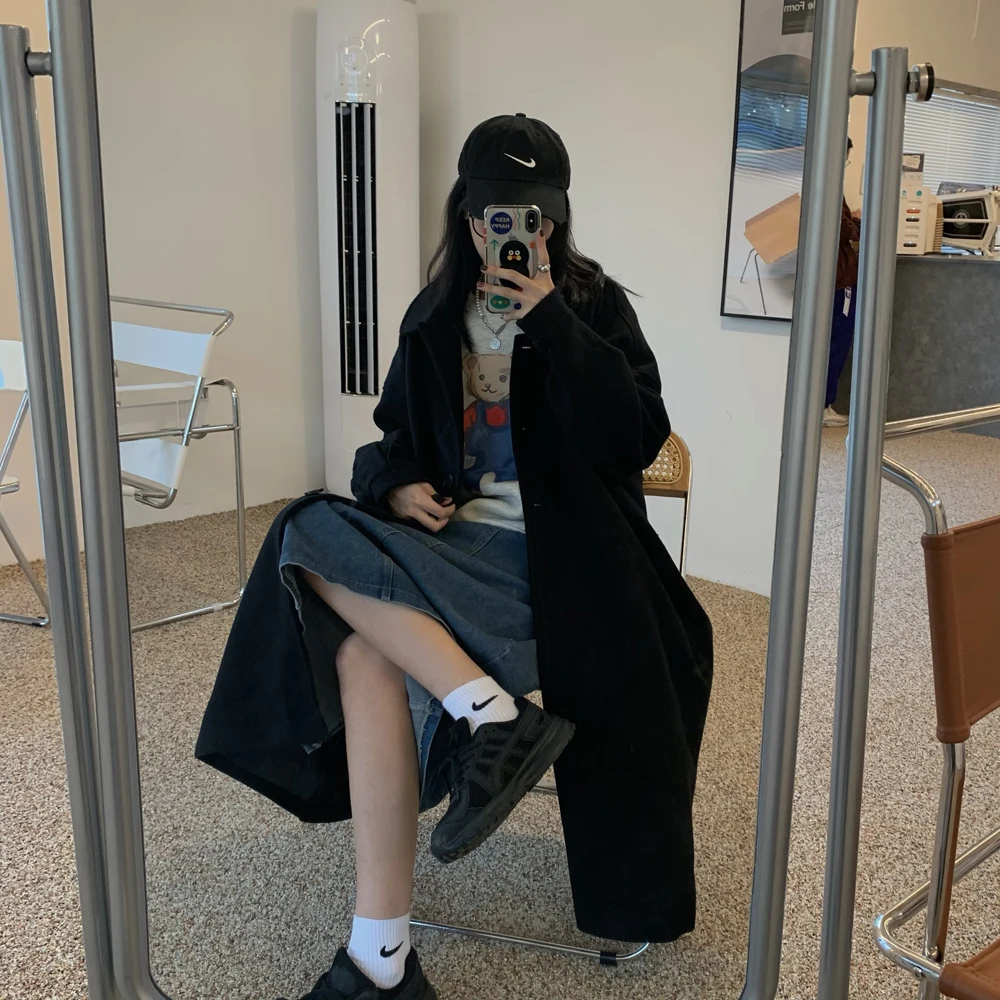 Winter Retro Lapel Loose Jacket Long Sleeve Long Woolen Coat Simple Jacket Windbreaker
Winter Retro Lapel Loose Jacket Long Sleeve Long Woolen Coat Simple Jacket Windbreaker