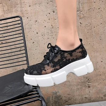 Fashion Women Pumps Genuine Leather Platforms Corss-tied Mesh Spring Summer Casual Shoes Woman Round Toe Shoes
Fashion Women Pumps Genuine Leather Platforms Corss-tied Mesh Spring Summer Casual Shoes Woman Round Toe Shoes