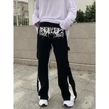 Letter Spine Embroidery Cargo Pants Mens High Street Hip Hop Patchwork Jeans Loose Straight Wide Leg Full Length Black Denim
Letter Spine Embroidery Cargo Pants Mens High Street Hip Hop Patchwork Jeans Loose Straight Wide Leg Full Length Black Denim