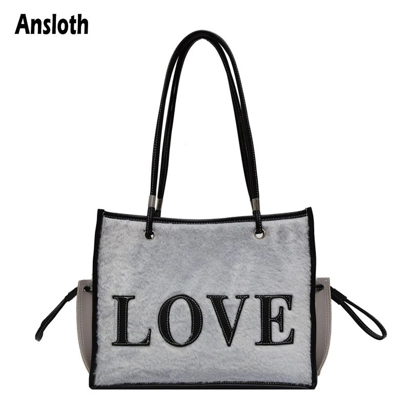 Ansloth Plush Handbags Women Large Capacity Shoulder Bags Top-handle Bags Design Brand Letter Printing Bag Female Fashion HPS960
Ansloth Plush Handbags Women Large Capacity Shoulder Bags Top-handle Bags Design Brand Letter Printing Bag Female Fashion HPS960
