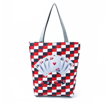 New design triped square printing shopping bag fashion poker pattern women's shoulder bag beach bag for women
New design triped square printing shopping bag fashion poker pattern women's shoulder bag beach bag for women