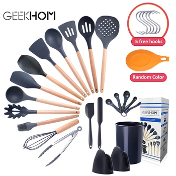 GEEKHOM Cooking Utensils Set Non-Stick Spatula Wooden Handle Kitchen Tools Kitchenware
GEEKHOM Cooking Utensils Set Non-Stick Spatula Wooden Handle Kitchen Tools Kitchenware