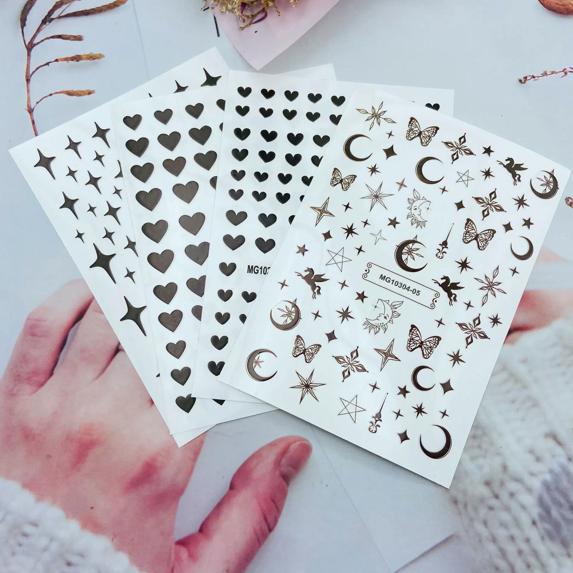 Star and Moon Pattern Nail Art Sticker Self-adhesive Transfer Decal 3D Slider DIY Tips Nail Art Decoration Manicure Package
Star and Moon Pattern Nail Art Sticker Self-adhesive Transfer Decal 3D Slider DIY Tips Nail Art Decoration Manicure Package