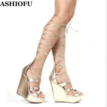 ASHIOFU New 2020 Handmade Ladies Wadge Heel Sandals Cross-straps Sexy Party Prom Club Shoes Evening Dating Fashion Sandals Shoes 
ASHIOFU New 2020 Handmade Ladies Wadge Heel Sandals Cross-straps Sexy Party Prom Club Shoes Evening Dating Fashion Sandals Shoes
