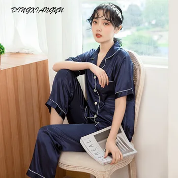 DingxiangyuSpring and summer new pajamas female silk pajamas female two-piece suit comfortable home clothes ladies pajamas set
DingxiangyuSpring and summer new pajamas female silk pajamas female two-piece suit comfortable home clothes ladies pajamas set