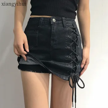 Washed Black Women Mini Skirt High Waist Sexy Pencil Skirt Front Lace-up Denim Jean Skirts for Ladies 2020 Summer Fashion
Washed Black Women Mini Skirt High Waist Sexy Pencil Skirt Front Lace-up Denim Jean Skirts for Ladies 2020 Summer Fashion