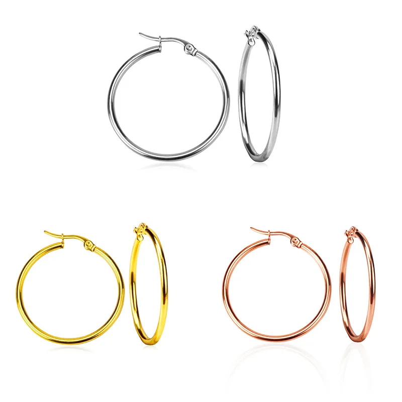 : LUXUSTEEL 1 пара нержавеющая SteelHoop серьги круг aretes Mujer круглые золотые Модные не