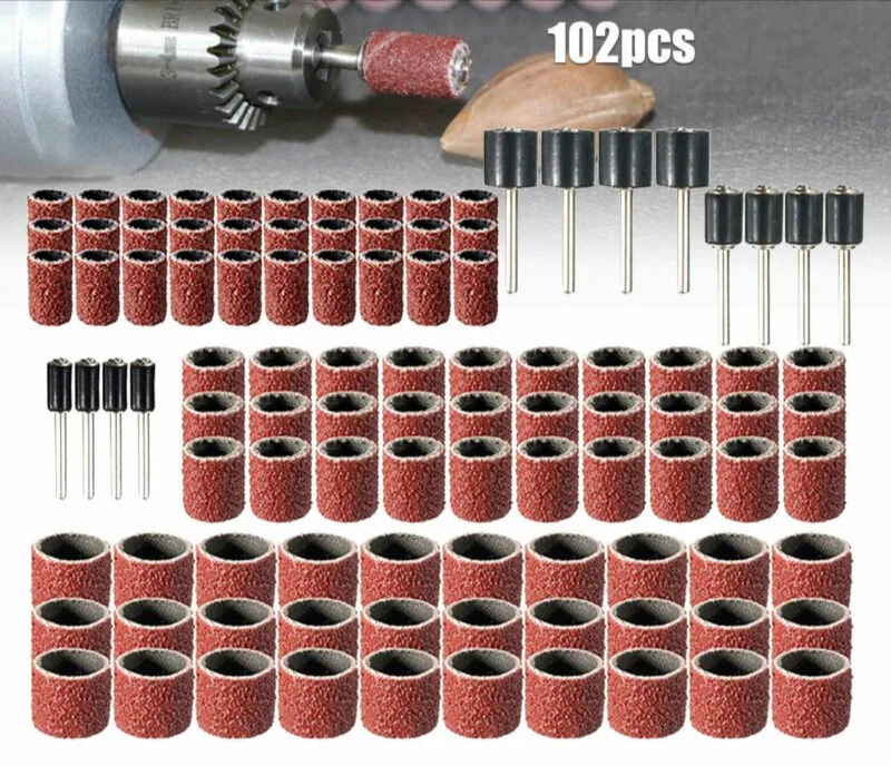 90 belt kit sleeves with 12 mandrels, suitable for rotating tools of sanding machines with 1/2 3/8 1/4 inch spindle
90 belt kit sleeves with 12 mandrels, suitable for rotating tools of sanding machines with 1/2 3/8 1/4 inch spindle