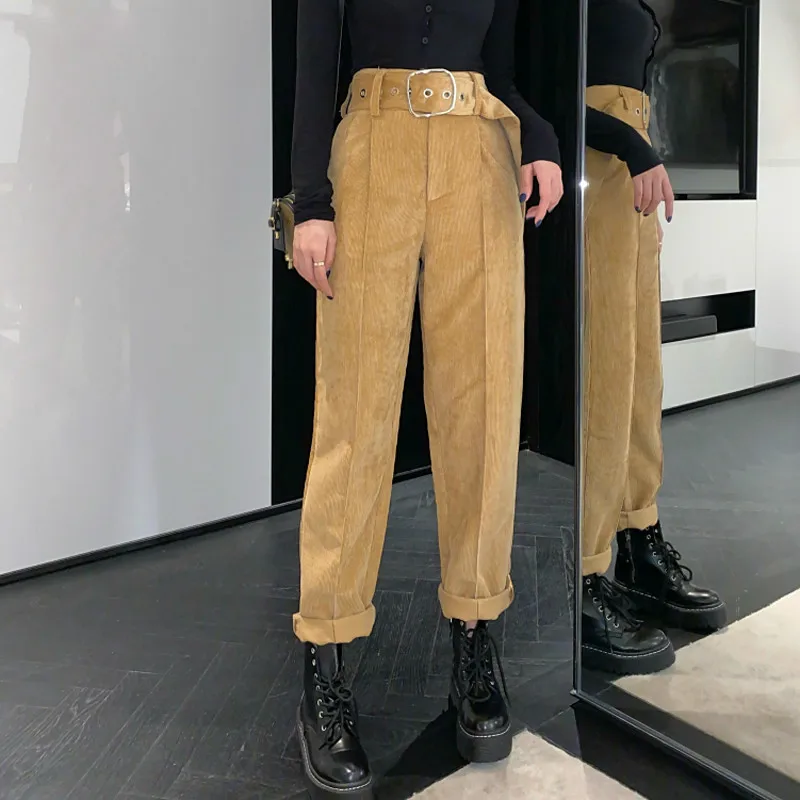 Autumn Winter Trouser for Women High Waist Sashes Belted Women Corduroy Pants Female Korean Straight Long Pant 2019
Autumn Winter Trouser for Women High Waist Sashes Belted Women Corduroy Pants Female Korean Straight Long Pant 2019