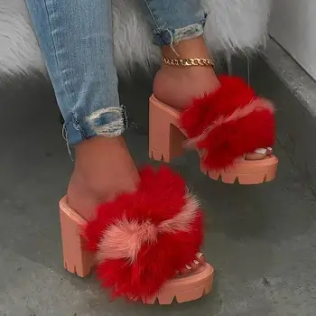 Women's Sandals 2020 Summer High Heels Vintage Plush Fur Slippers Peep Toe Square Heel Wedges Sandals Shoes Zapatos Mujer 
Women's Sandals 2020 Summer High Heels Vintage Plush Fur Slippers Peep Toe Square Heel Wedges Sandals Shoes Zapatos Mujer
