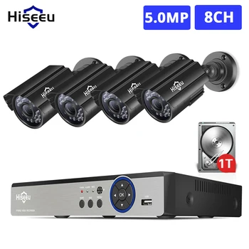 

Hiseeu HD 4CH 1080N 5in1 AHD DVR Kit CCTV System 2pcs 720P AHD waterproof/dome IR Camera P2P Security Surveillance Set