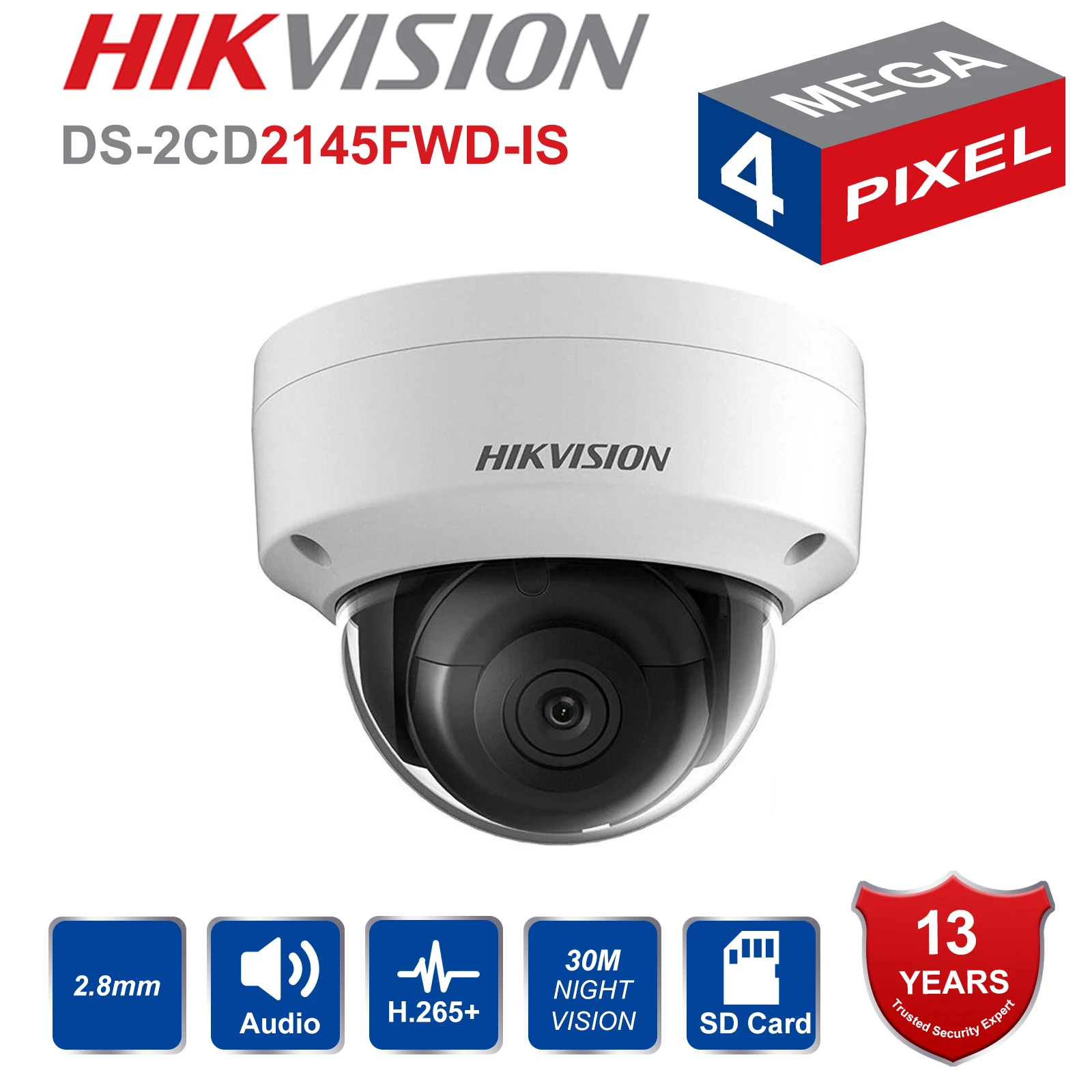 HikVISION Dome CCTV IP Camera Outdoor DS-2CD2145FWD-IS 4MP IR Network Security Night Version Camera H.265 with SD Card Slot
HikVISION Dome CCTV IP Camera Outdoor DS-2CD2145FWD-IS 4MP IR Network Security Night Version Camera H.265 with SD Card Slot