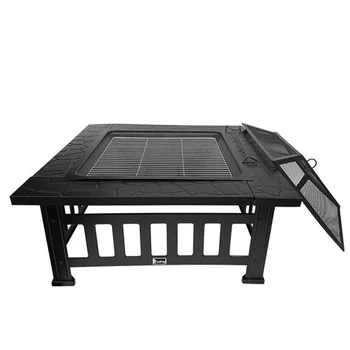 Multifunctional Square Brazier with Grilling Net Dust Cover Black Steel Fire Pit Fireplace Outdoor BBQ Station Ice Bucket Pit 
Multifunctional Square Brazier with Grilling Net Dust Cover Black Steel Fire Pit Fireplace Outdoor BBQ Station Ice Bucket Pit