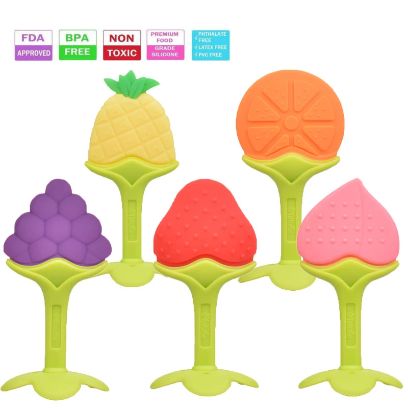 Baby Teether Food Grade Silicone Fruit Teethers for Babies |Fridge & Dishwasher Safe |100% BPA-Free Teether Set for Boys & Girls
Baby Teether Food Grade Silicone Fruit Teethers for Babies |Fridge & Dishwasher Safe |100% BPA-Free Teether Set for Boys & Girls