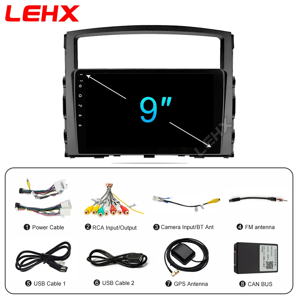 Автомагнитола LEHX мультимедийный видеоплеер навигатор GPS Android 9 0 2 din для Mitsubishi Pajero 4