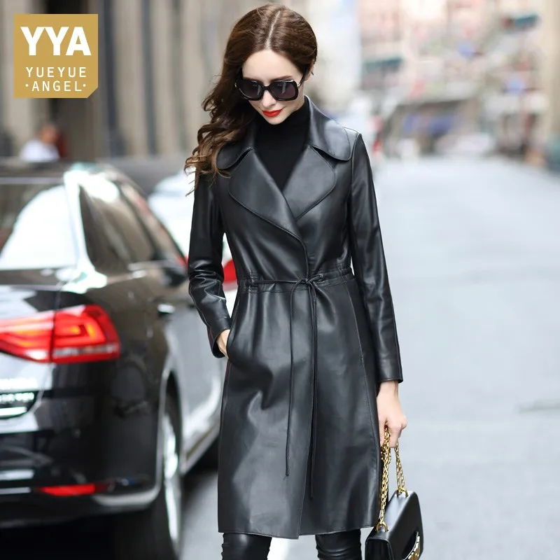 Fashion Genuine Leather Sheepskin Slim Coat Women Streetwear Medium Long Trench Luxury Office Lady Sashes Outerwear Female
Fashion Genuine Leather Sheepskin Slim Coat Women Streetwear Medium Long Trench Luxury Office Lady Sashes Outerwear Female