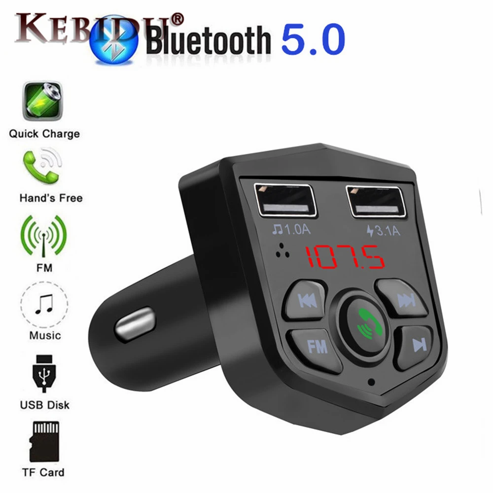Dual 2 USB phone Charger 3.1A 1A Bluetooth 5.0 Voltage Digital display Car FM Transmitter handsfree TF Card U disk MP3 player
Dual 2 USB phone Charger 3.1A 1A Bluetooth 5.0 Voltage Digital display Car FM Transmitter handsfree TF Card U disk MP3 player